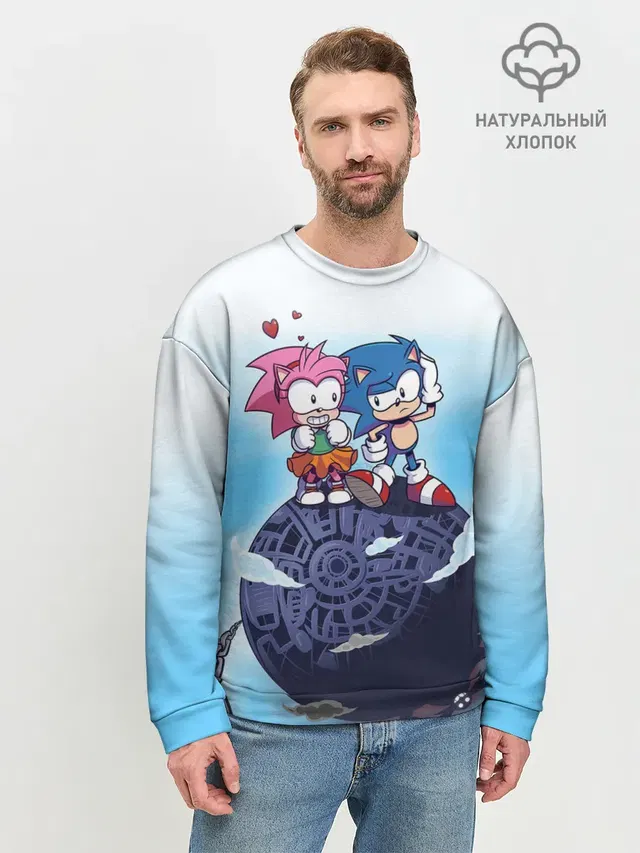 Мужской свитшот базовый с принтом «Соник — AMY ROSE»