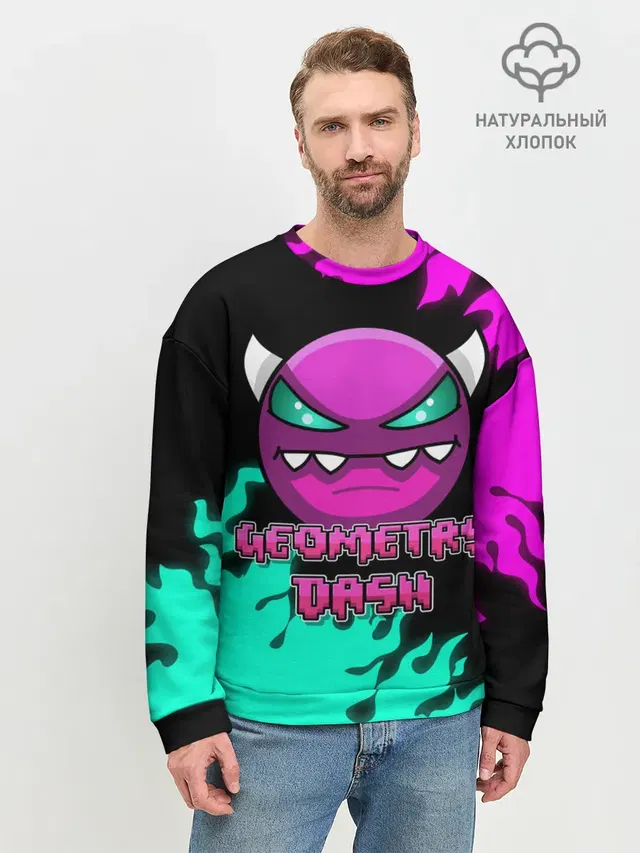 Мужской свитшот базовый с принтом «Geometry Dash»