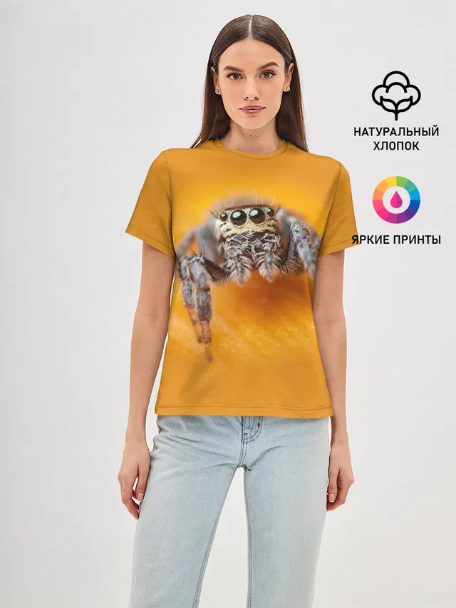 Женская базовая футболка с принтом «Животные — ПАУК — SPIDER»