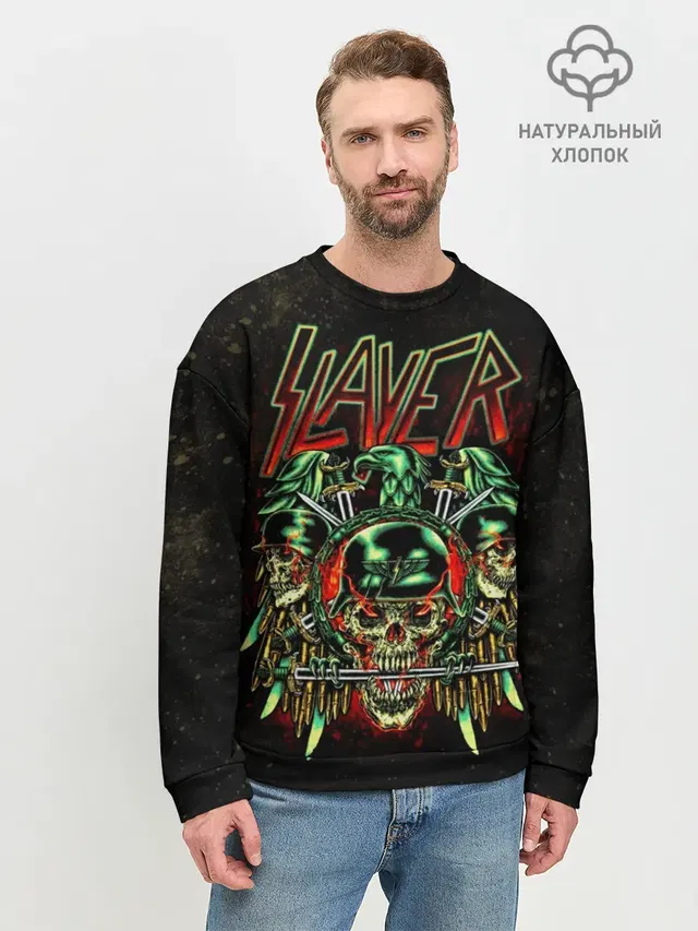Мужской свитшот базовый с принтом «Slayer»