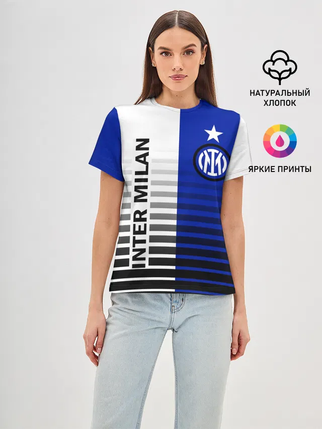 Женская базовая футболка с принтом «Inter Milan crest — INTER MILAN»