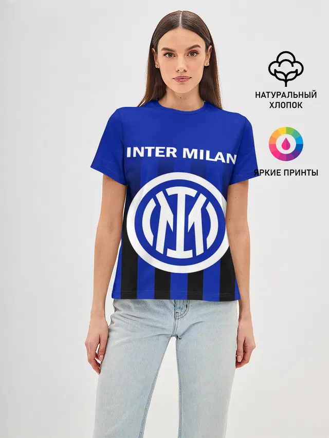 Женская базовая футболка с принтом «Интер — INTER MILAN»