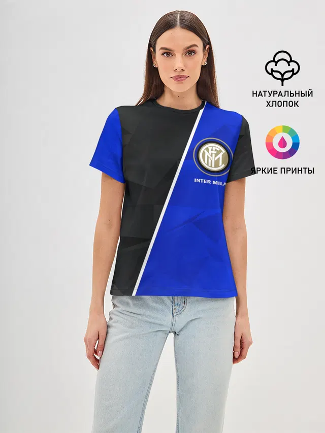 Женская базовая футболка с принтом «Интер — INTER MILAN»
