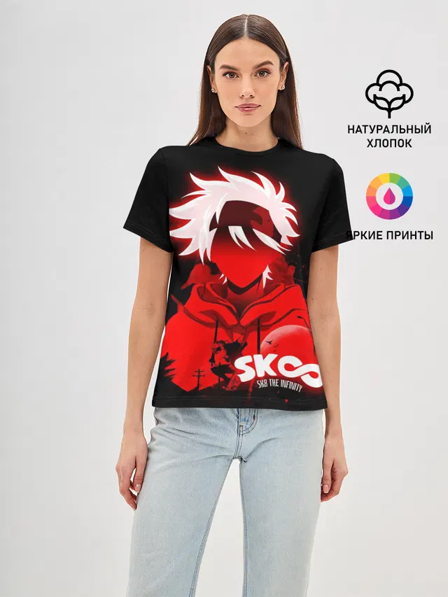 Женская базовая футболка с принтом «SK8 the Infinity. Reki»