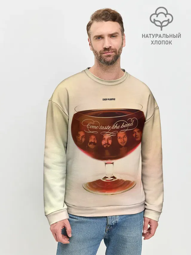 Мужской свитшот базовый с принтом «Come Taste the Band — Come Taste the Band - Deep Purple»