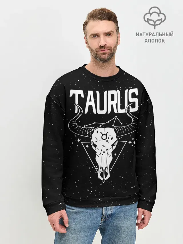 Мужской свитшот базовый с принтом «Телец — Dark Taurus»