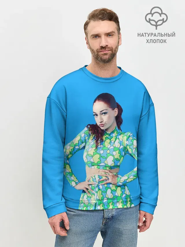 Мужской свитшот базовый с принтом «Bhad Bhabie — Bhad babie blue»