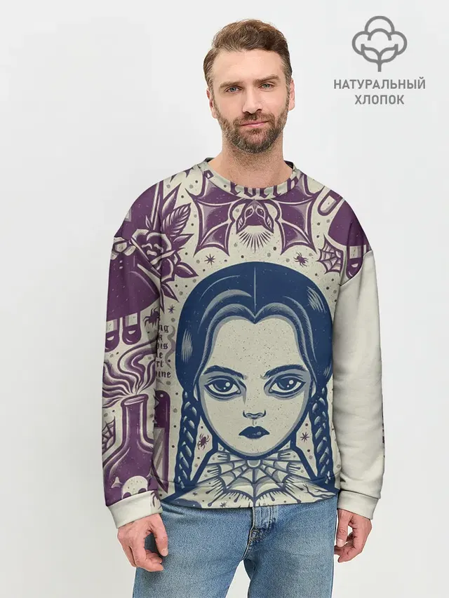Мужской свитшот базовый с принтом «Мультфильмы — THE ADDAMS FAMILY NW2»
