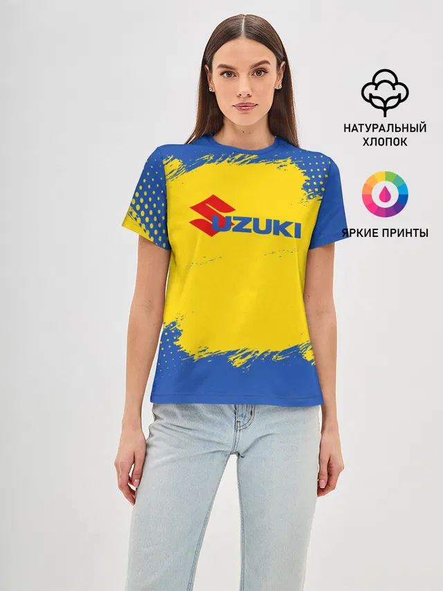 Женская базовая футболка с принтом «Suzuki»