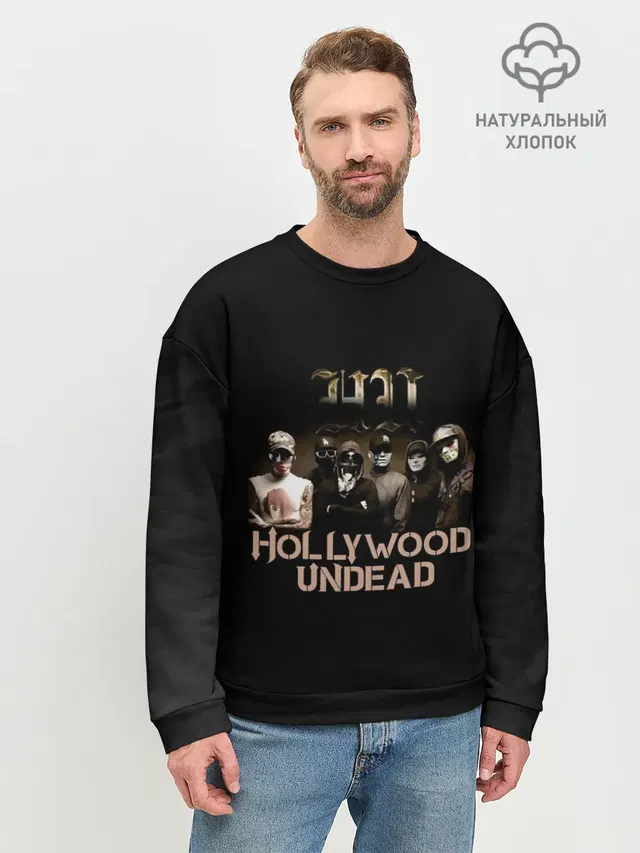 Мужской свитшот базовый с принтом «Голливудская нежить - Hollywood Undead»