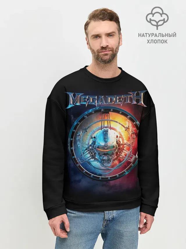 Мужской свитшот базовый с принтом «Megadeth — Megadeth, Super Collider»