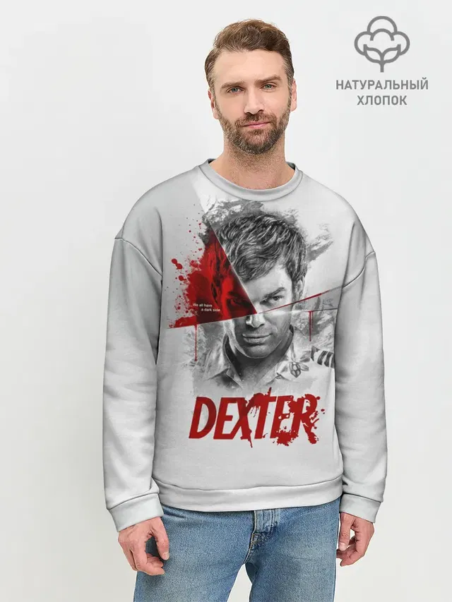 Мужской свитшот базовый с принтом «Декстер — Dexter Правосудие Декстера»