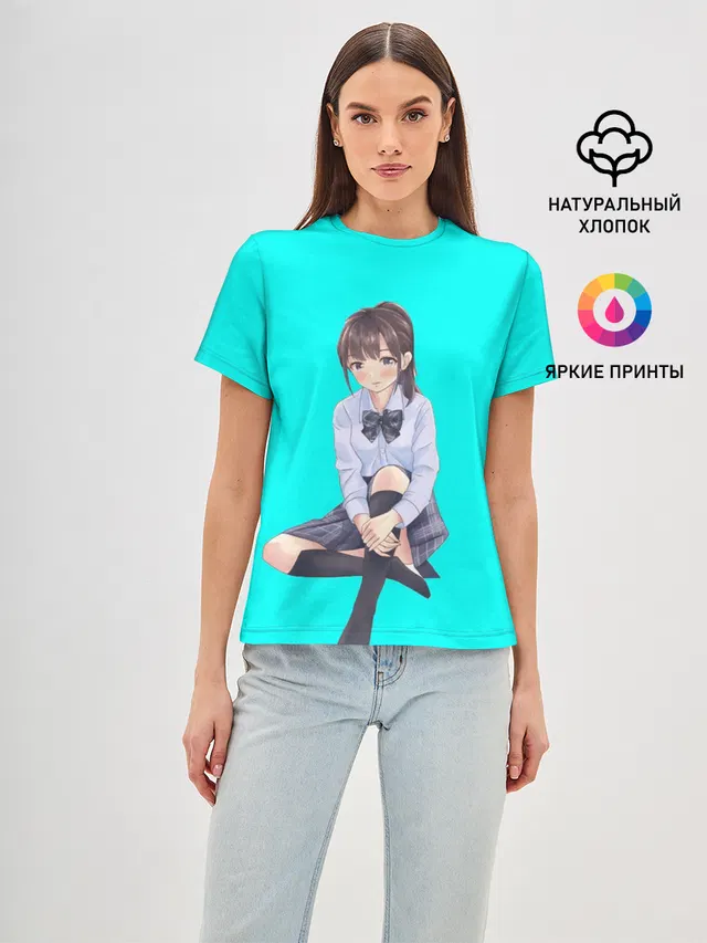 Женская базовая футболка с принтом «ДжоДжо — Anime girl»