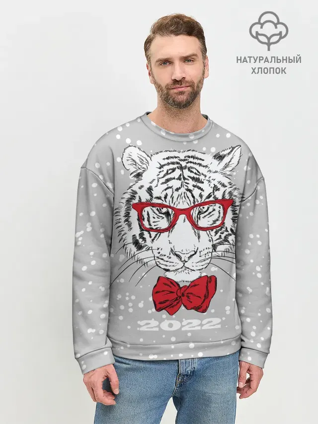 Белый тигр с красным бантом