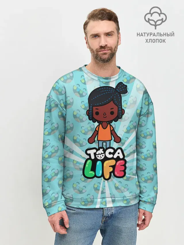 Мужской свитшот базовый с принтом «Toca Boca — Toca Life World»