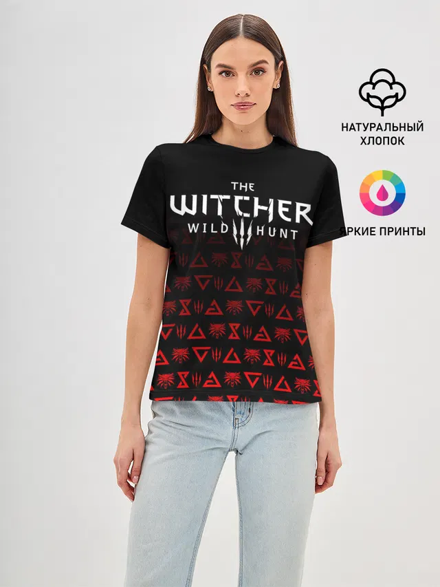 Женская базовая футболка с принтом «THE Witcher 1»