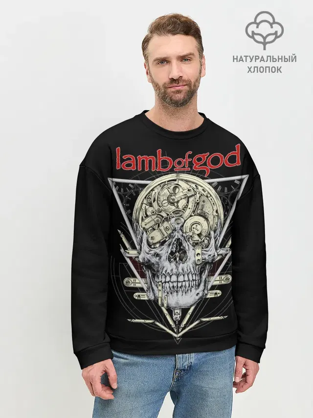 Мужской свитшот базовый с принтом «Lamb of God — Lamb of God, Legion: XX»