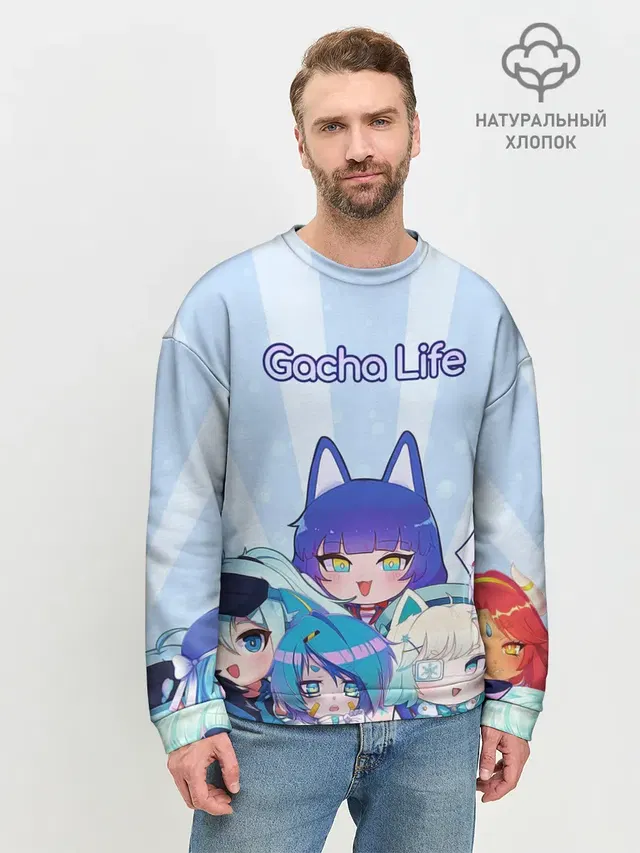 Мужской свитшот базовый с принтом «Gacha Club — Gacha Club Character»
