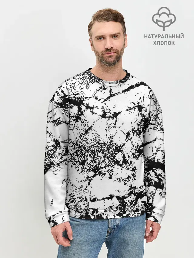 Мужской свитшот базовый с принтом «Urban Style — Эффект линогравюры»