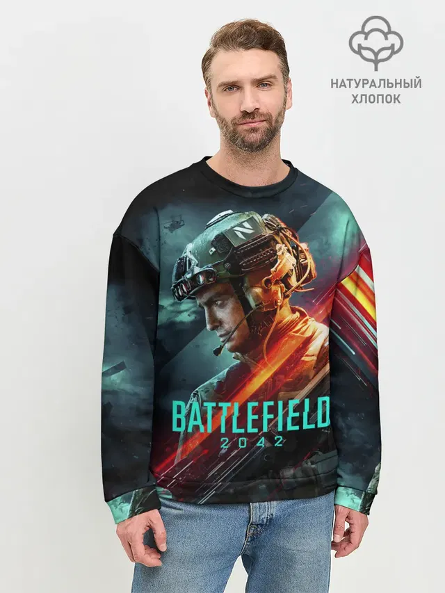 Мужской свитшот базовый с принтом «Battlefield 2042 game art»