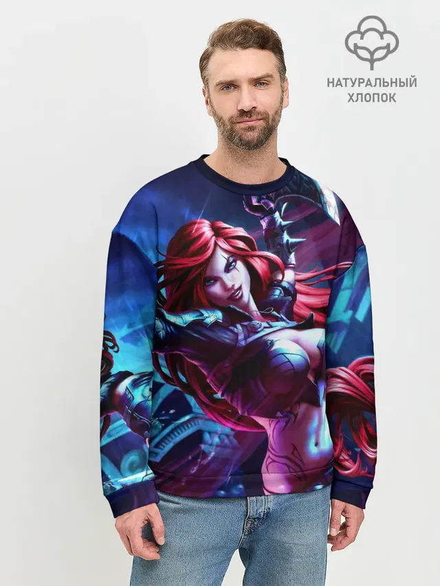 Мужской свитшот базовый с принтом «Катарина League of legends»