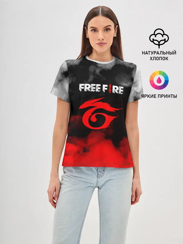 Женская базовая футболка с принтом «Garena Free Fire — ГАРЕНА ФРИ ФАЕР.»