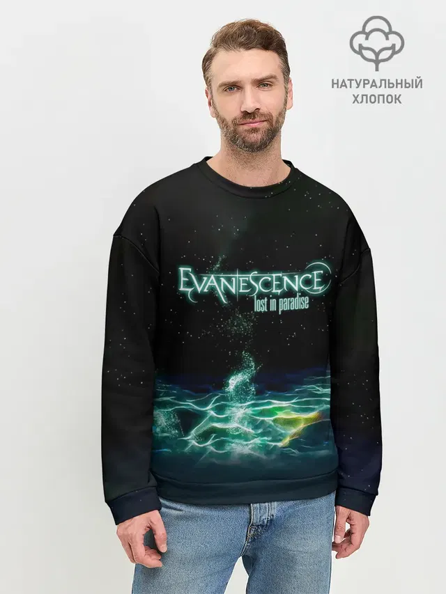 Мужской свитшот базовый с принтом «Evanescence — Evanescence lost in paradise»