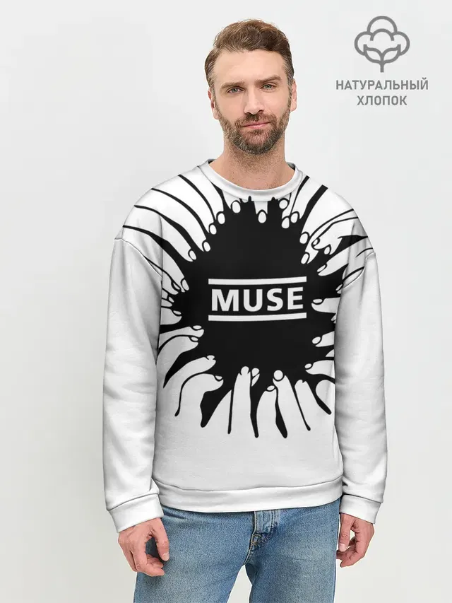Мужской свитшот базовый с принтом «Muse — MUSE пальцы»