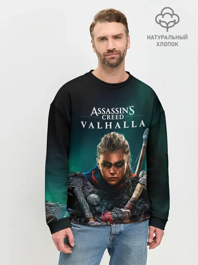 Мужской свитшот базовый с принтом «Viking — Assassins Creed, Valhalla»