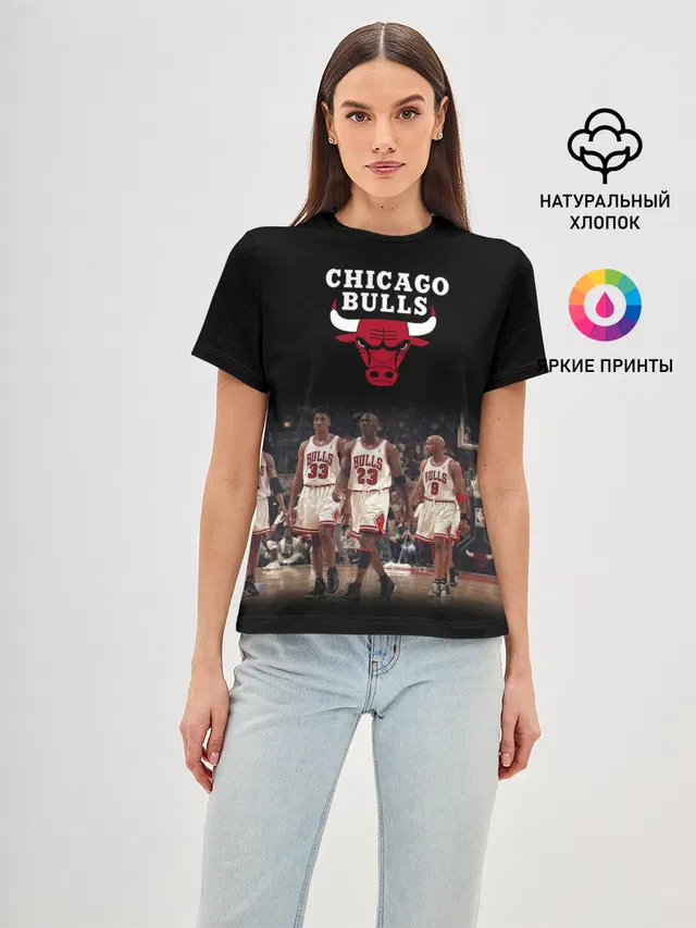 Женская базовая футболка с принтом «НБА — CHICAGO BULLS [3]»