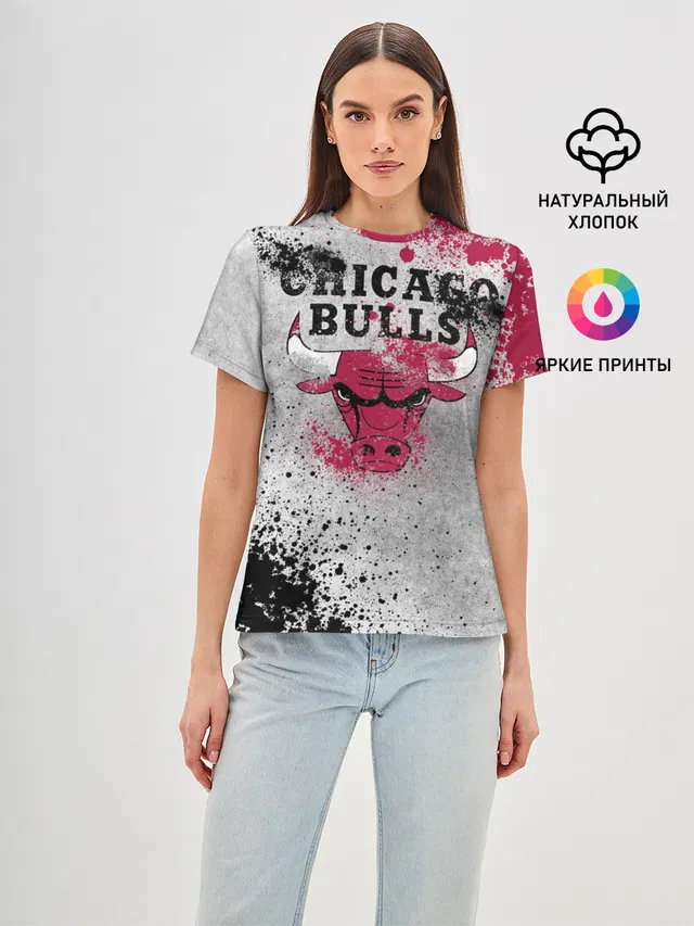 Женская базовая футболка с принтом «НБА — CHICAGO BULLS [8]»