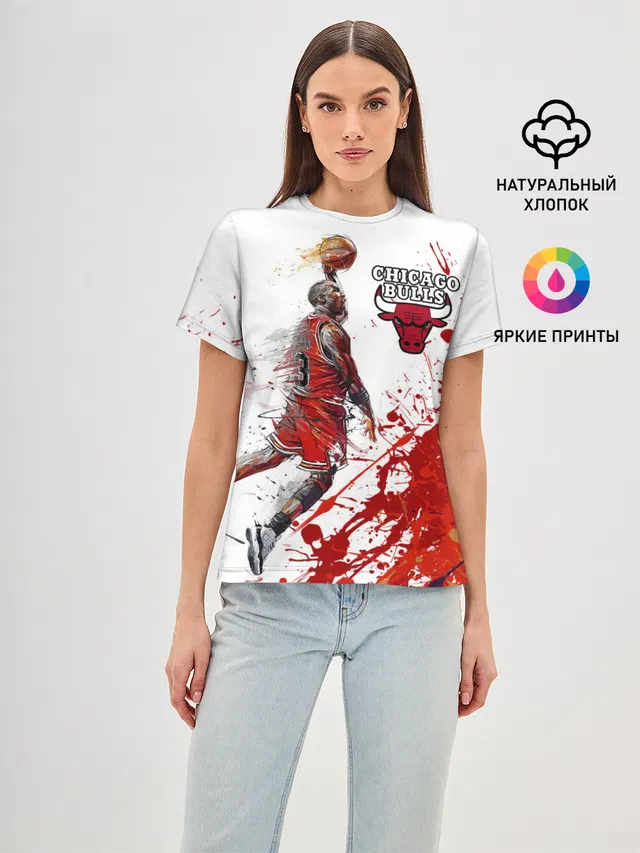 Женская базовая футболка с принтом «НБА — CHICAGO BULLS [9]»