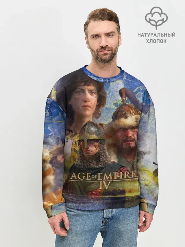 Мужской свитшот базовый с принтом «Knight — Age of Empires 4 Обложка»