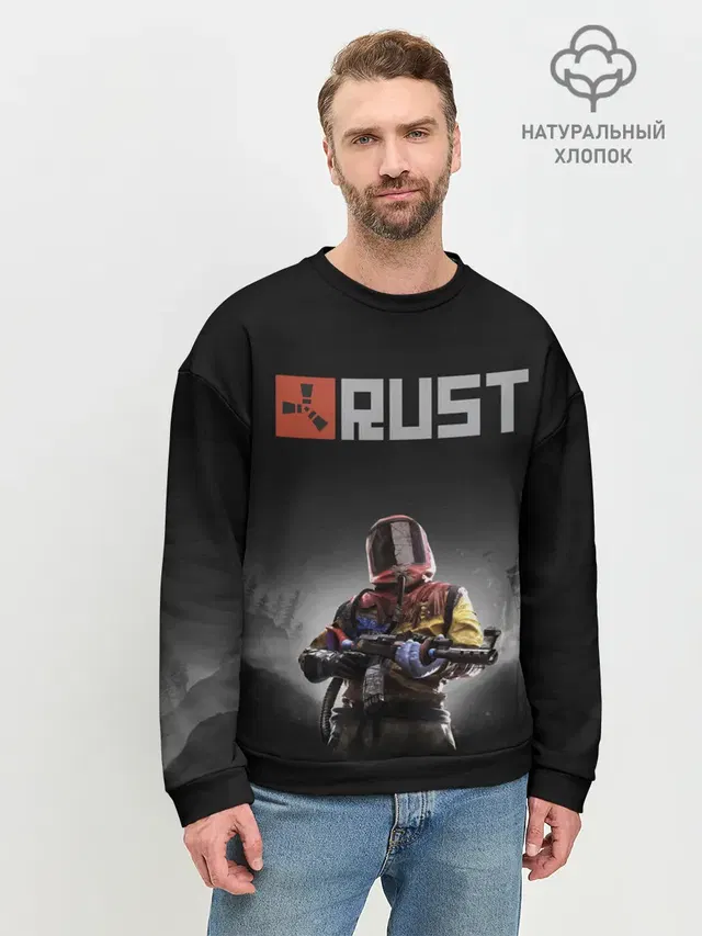 Мужской свитшот базовый с принтом «Rust — Работяга из Раста»