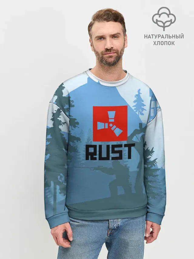 Мужской свитшот базовый с принтом «Rust — Выживалка Раст»