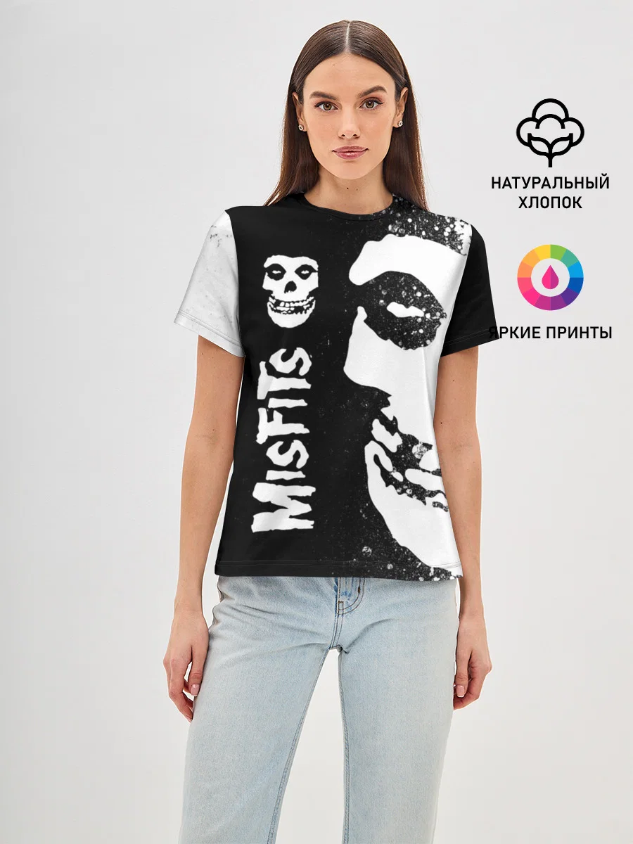 Женская хлопковая футболка «Misfits 1» — принт крупно