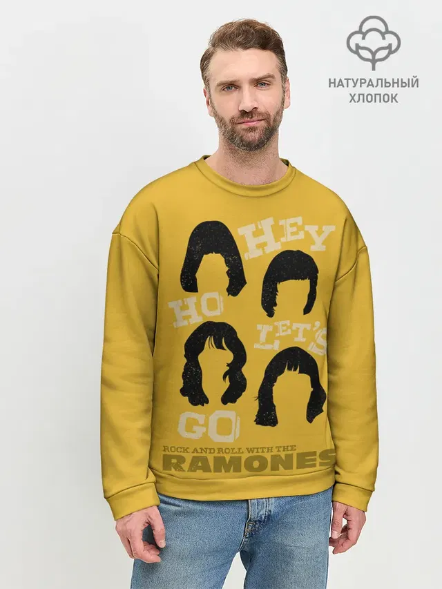 Мужской свитшот базовый с принтом «Ramones — Hey Ho Lets Gog»