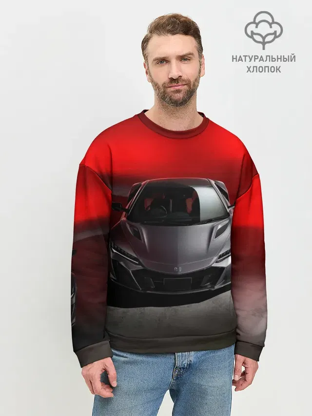 Мужской свитшот базовый с принтом «Honda NSX»