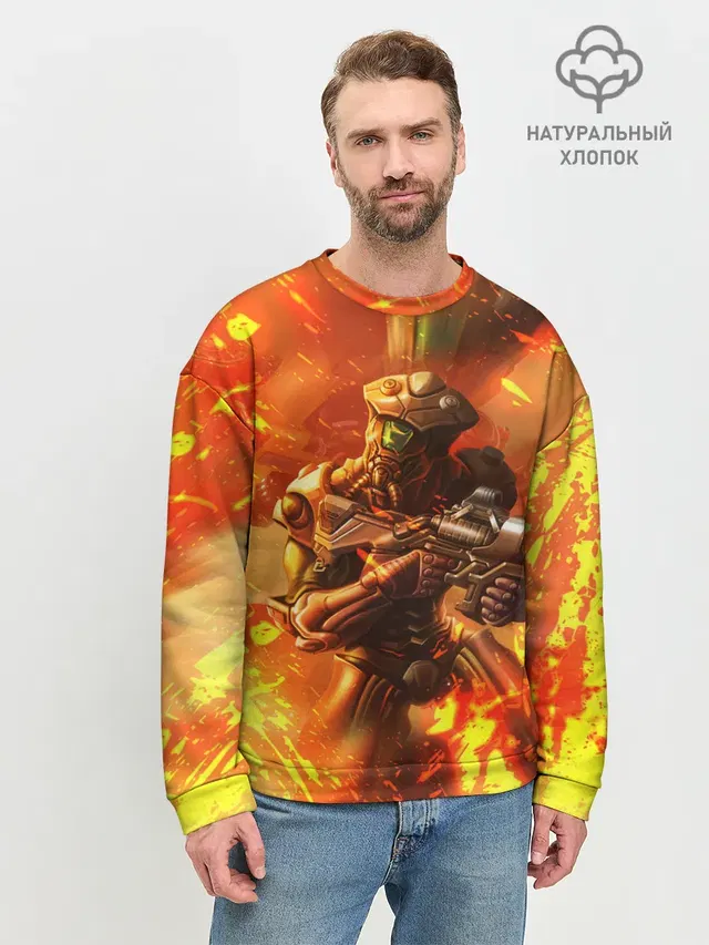 Мужской свитшот базовый с принтом «Дум — Doom ART»
