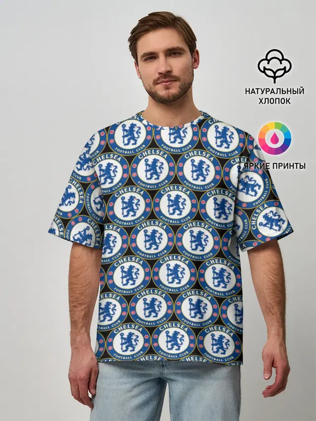 Мужская футболка оверсайз с принтом «Chelsea Football Club»