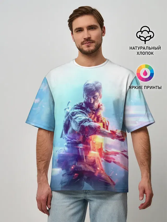 Мужская футболка оверсайз с принтом «Battlefield 5 Man»