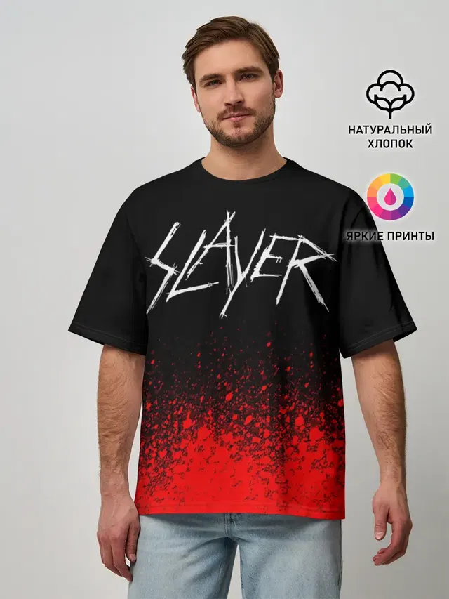 Мужская футболка оверсайз с принтом «Slayer»