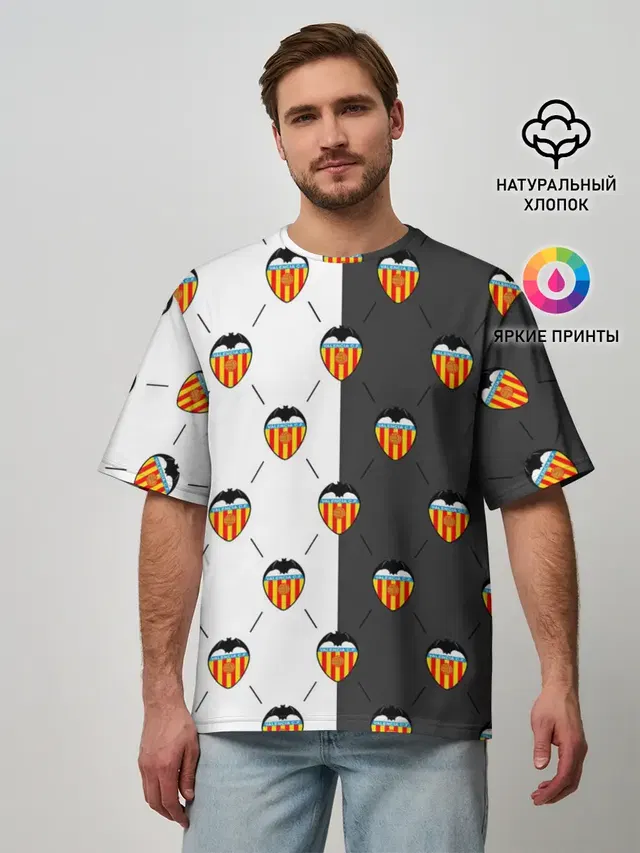 Мужская футболка оверсайз с принтом «Valencia — FC VALENCIA — ФК ВАЛЕНСИЯ»