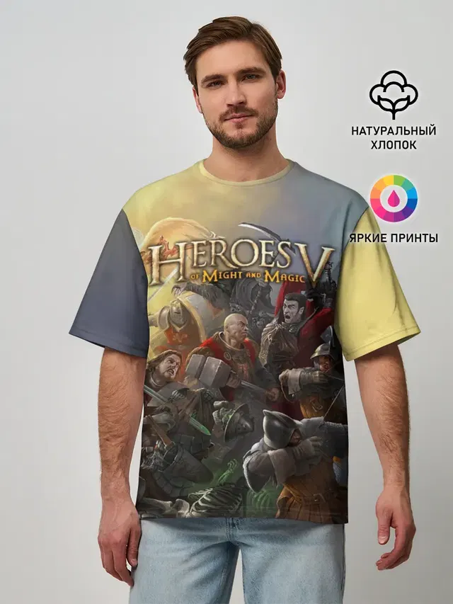 Мужская футболка оверсайз с принтом «Heroes — Heroes of Might and Magic»