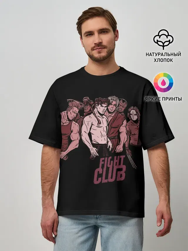 Мужская футболка оверсайз с принтом «Ryu — Fight Club x Street Fighter»