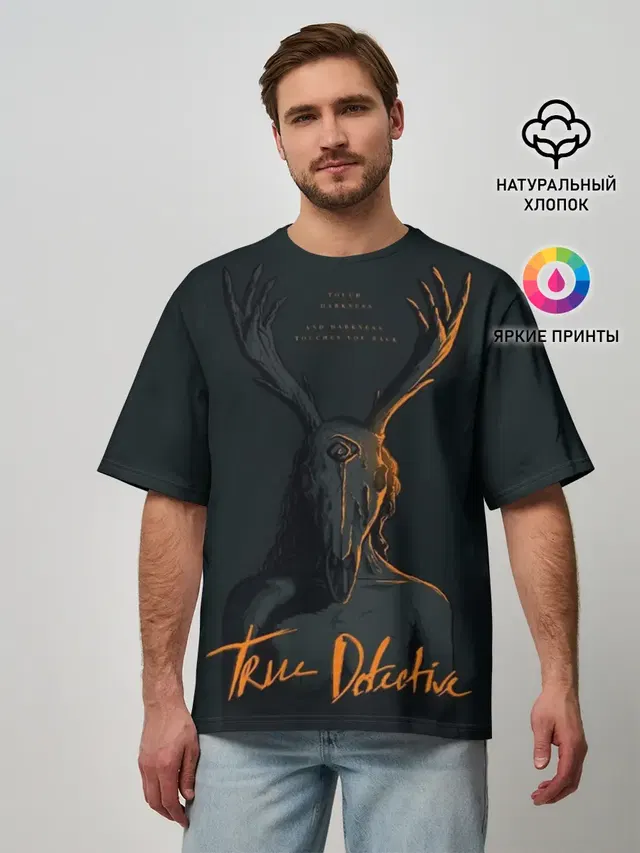 Мужская футболка оверсайз с принтом «True Detective»