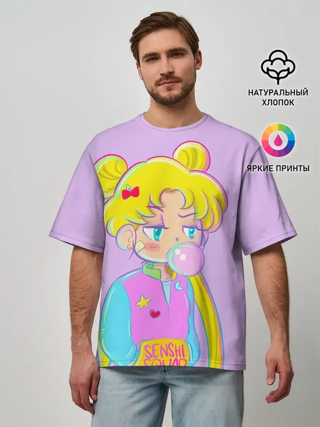 Мужская футболка оверсайз с принтом «Senshi Squad»