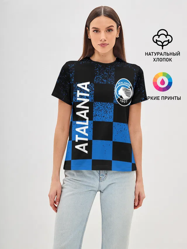 Женская базовая футболка с принтом «FC Atalanta ФК Аталанта»