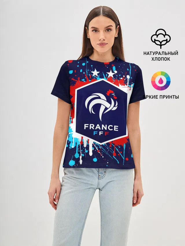 Женская базовая футболка с принтом «France FFF»