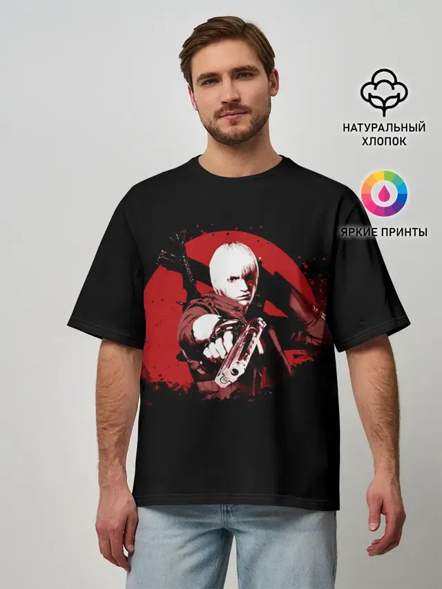 Мужская футболка оверсайз с принтом «Devil May Cry — Кровавый Данте»